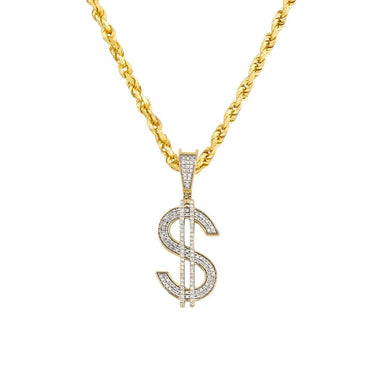 Diamond Dollar Sign Pendant in 10k Yellow Gold 0.40 Ctw